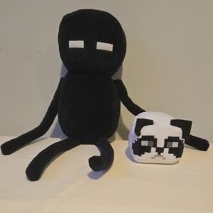 Minecraft, Enderman And Panda Black and White Plush Toy Set